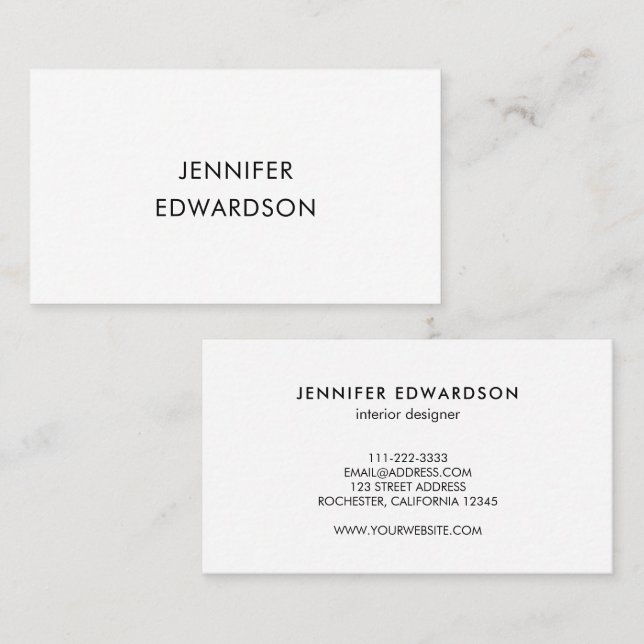 Modern minimalist simple white professional business card (Front/Back)