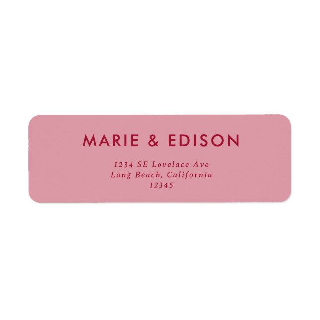 Modern Minimalist Sleek Wedding Return Address Label (Front)