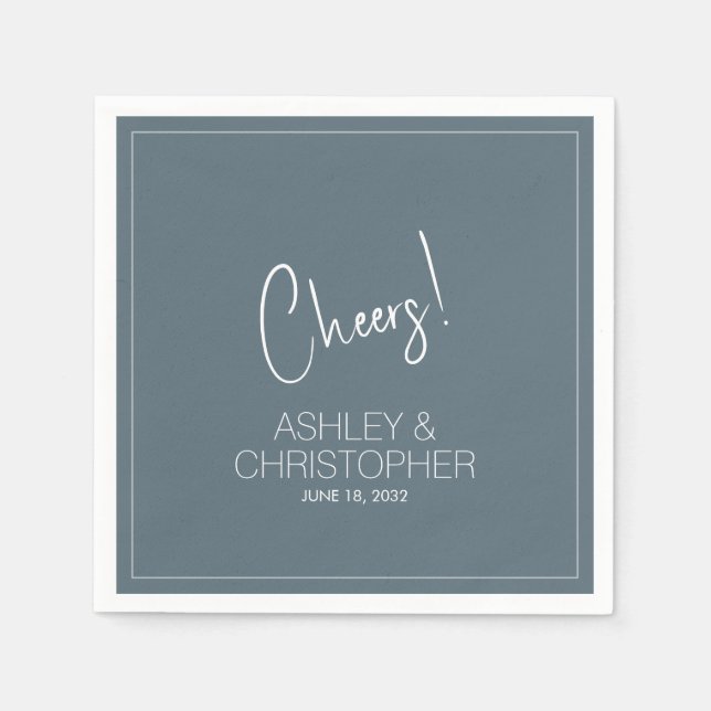 Modern Minimalist Smoke Blue Wedding Napkin (Front)