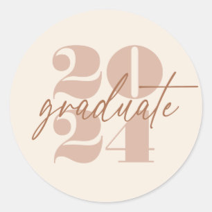 Modern Minimalist Soaring Grad Cappuccino Classic Round Sticker