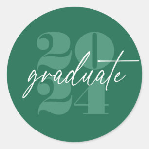 Modern Minimalist Soaring Grad Green Classic Round Sticker