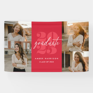 Modern Minimalist Soaring Grad | Red + White Banner