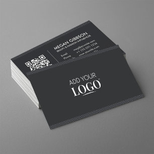 Modern Minimalist Social Media QR Code Logo Black Business Card