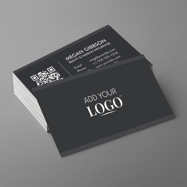 Modern Minimalist Social Media QR Code Logo Black Business Card (Creator Uploaded)