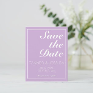 Modern Minimalist Soft Purple & White  Save The Date