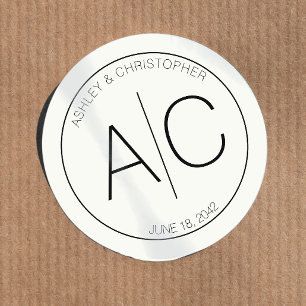 Modern Minimalist Soft White Wedding Classic Round Sticker