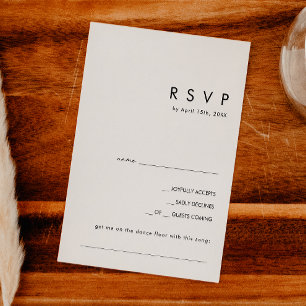 Modern Minimalist Song Request RSVP Card