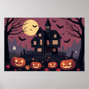 Modern Minimalist Spooky Halloween Graphic Art Poster