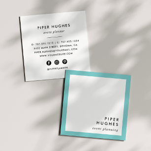 Modern Minimalist Square Business Cards   Aqua