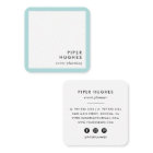 Modern Minimalist Square Business Cards | Aqua