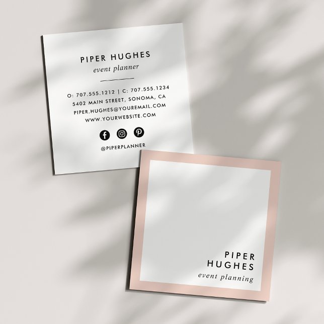 Modern Minimalist Square Business Cards | Blush (Creator Uploaded)