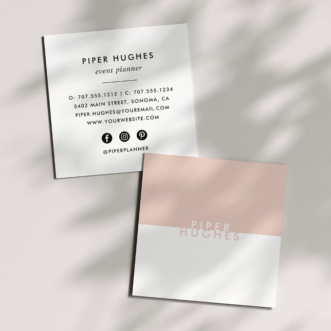 Modern Minimalist Square Business Cards | Blush (Creator Uploaded)