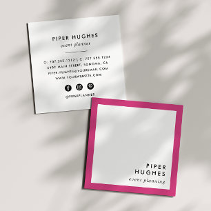 Modern Minimalist Square Business Cards Magenta
