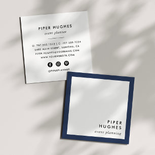 Modern Minimalist Square Business Cards Navy