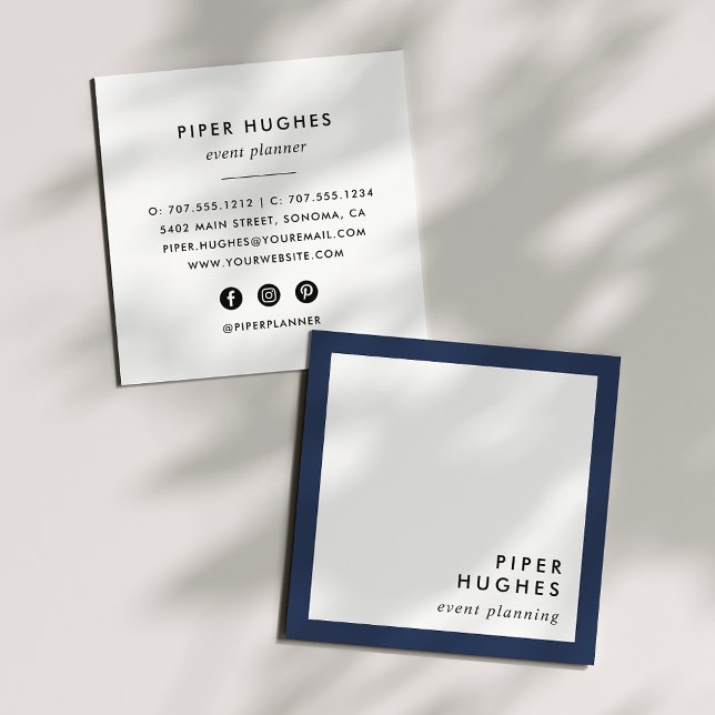 Modern Minimalist Square Business Cards | Navy (Creator Uploaded)