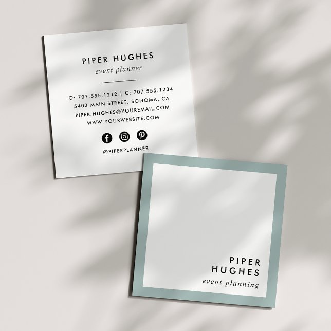 Modern Minimalist Square Business Cards | Sage (Creator Uploaded)