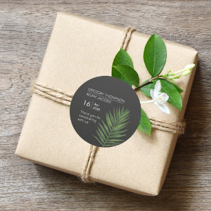 Modern Minimalist Starry Sky & Beach Palm Wedding Classic Round Sticker