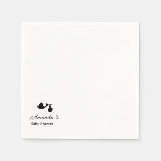 Modern & Minimalist Stork Silhouette Baby Shower Napkin