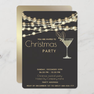 Modern minimalist string lights cocktail party   invitation