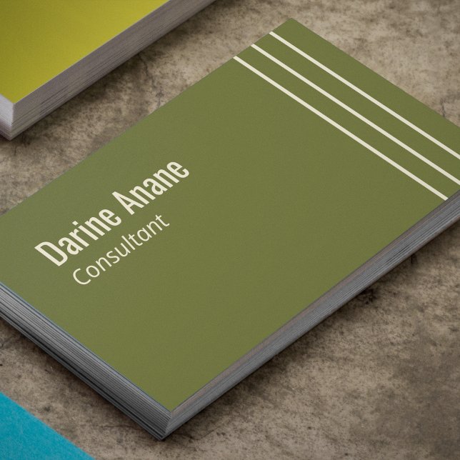 Modern Minimalist Stripes lines Sage Green  Business Card (Creator Uploaded)