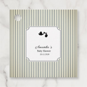 Modern & Minimalist Stripes Stork Baby Shower Favour Tags