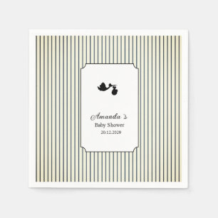 Modern & Minimalist Stripes Stork Baby Shower Napkin