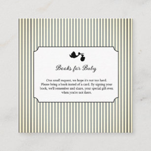 Modern & Minimalist Stripes Stork Books for Baby Enclosure Card