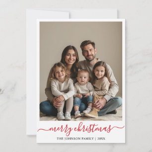 Modern Minimalist Stylish Christmas Custom Photo Holiday Card
