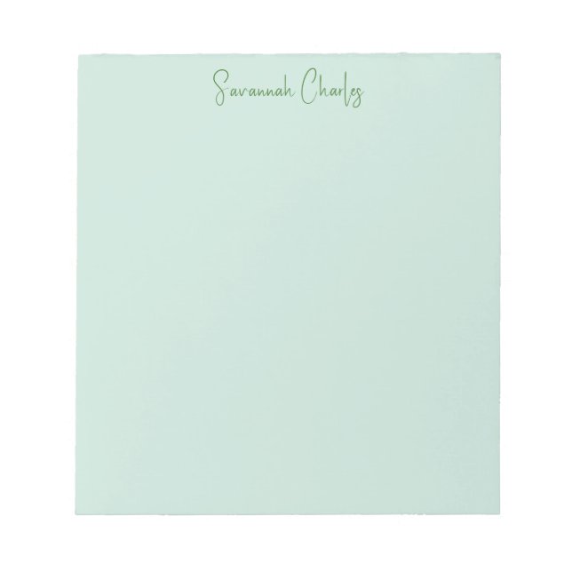 Modern Minimalist Stylish Green Elegant Notepad (Front)