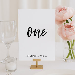 Modern Minimalist   Stylish Script Simple Wedding Table Number