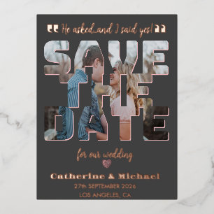 Modern Minimalist Stylish Typography Photo Foil Holiday Postcard