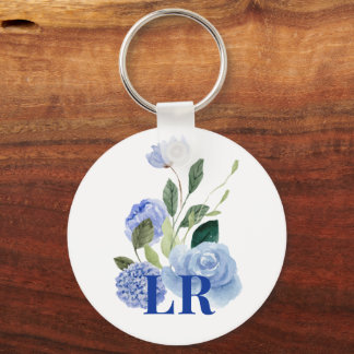 Modern Minimalist Stylish Watercolor Floral Key Ring