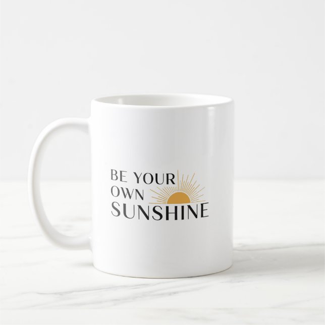 Modern Minimalist Sunburst Positive Affirmation Coffee Mug (Left)