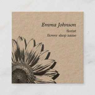 Modern Minimalist Sunflower Square Business Card