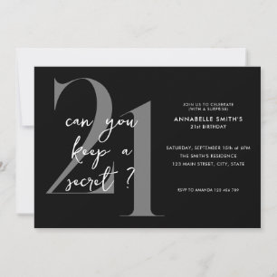 Modern Minimalist Surprise 21st Birthday Invitation