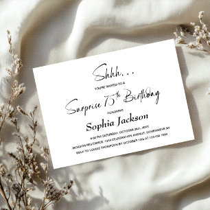 Modern Minimalist Surprise 75th Birthday Party Invitation