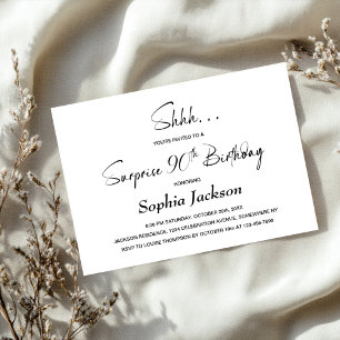 Modern Minimalist Surprise 90th Birthday Party Invitation