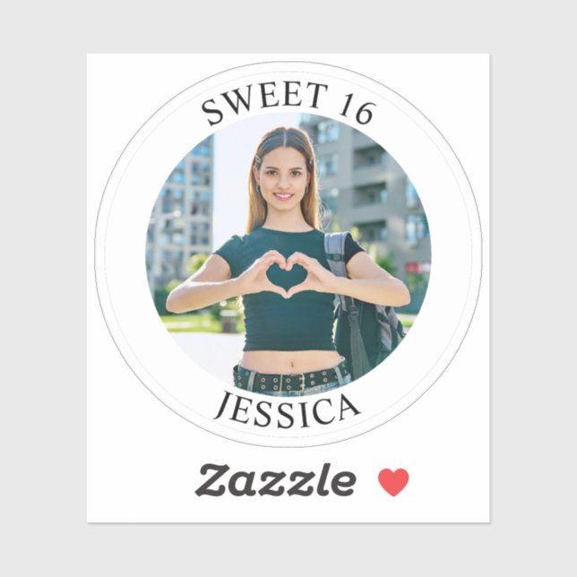Modern Minimalist Sweet 16 Birthday Circle Photo (Sheet)