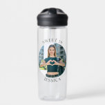 Modern Minimalist Sweet 16 Birthday Circle Photo Water Bottle<br><div class="desc">Create your own personalised circle photo round button for your her 16th birthday. Customise the the black text colour or add a background colour to match your photo. If you change the font type or size, you can fine tune the curvature of the text in small increments. Have fun creating...</div>