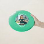 Modern Minimalist Sweet 16 Birthday Circle Photo Wham-O Frisbee<br><div class="desc">Create your own personalised no colour border photo frisbee for your her 16th birthday. Add a background colour or the customise the white text colour to match your photo. If you change the font type or size, you can fine tune the curvature of the text in small increments. Have fun...</div>