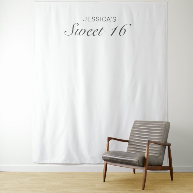 Modern Minimalist Sweet 16 Photo Background Tapestry (In Situ)