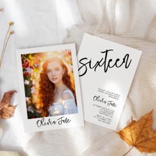 Modern Minimalist Sweet 16 Photo Invitation