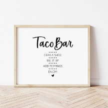 Modern Minimalist Taco Bar Fiesta Sign