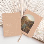 Modern Minimalist Tan Arch Photo Save The Date<br><div class="desc">Designed to coordinate with for the «Arches Minimalist» Wedding Invitation Collection. To change details,  click «Details». To move the text or change the size,  font,  or colour,  click «Edit using Design Tool». View the collection link on this page to see all of the matching items in this beautiful design.</div>