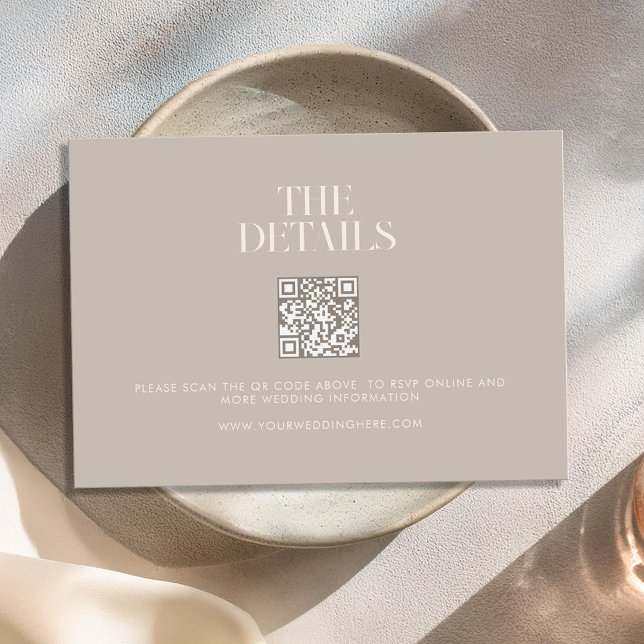 Modern Minimalist Taupe Beige Chic Wedding Enclosure Card (Creator Uploaded)