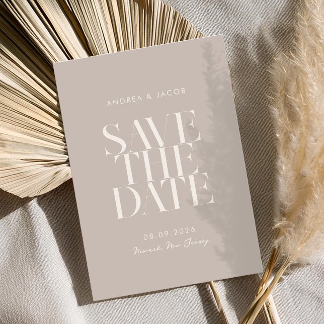 Modern Minimalist Taupe Beige Chic Wedding Save The Date (Creator Uploaded)