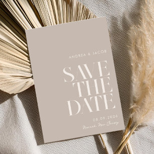 Modern Minimalist Taupe Beige Chic Wedding Save The Date