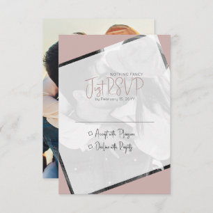 Modern Minimalist Taupe Casual Wedding Photo RSVP Card