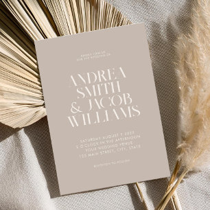 Modern Minimalist Taupe Chic Wedding Invitation