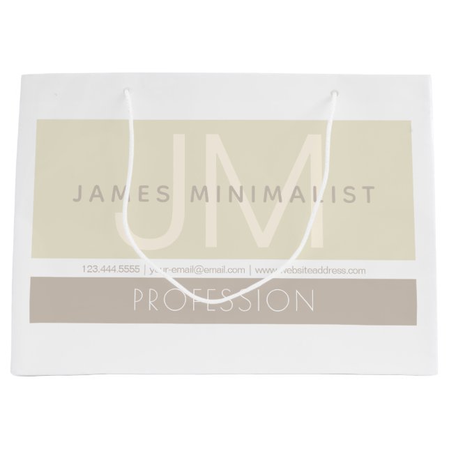 Modern Minimalist | Taupe Earth-tones Large Gift Bag (Front)